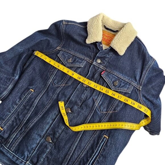 Levi's Original Sherpa Denim Trucker Jacket, Blue, Jean, Button Up, Size Medium - Picture 4 of 11